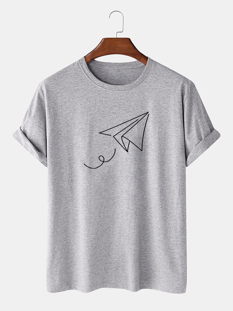 Paper Plane Of Liberty Drukowanie T-shirty Z Okrągłym Dekoltem I Krótkim Rękawem