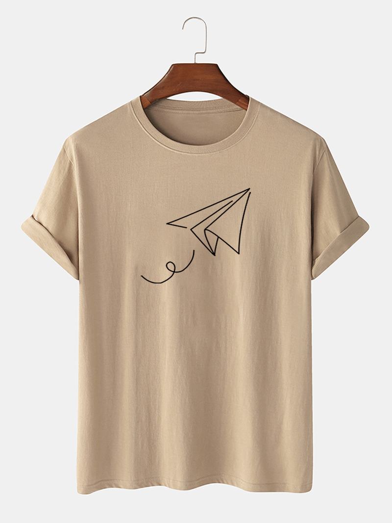 Paper Plane Of Liberty Drukowanie T-shirty Z Okrągłym Dekoltem I Krótkim Rękawem