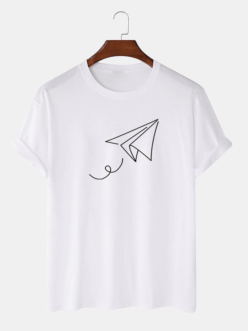 Paper Plane Of Liberty Drukowanie T-shirty Z Okrągłym Dekoltem I Krótkim Rękawem