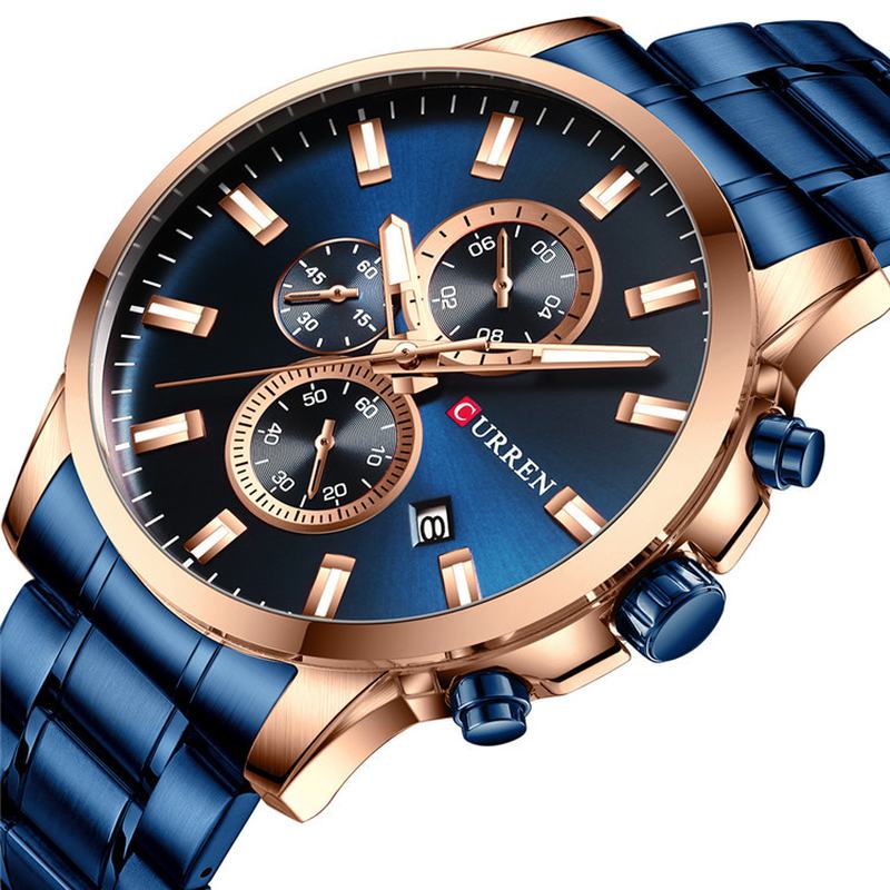 Pełny Stalowy Pasek Do Zegarka Zegarek Kwarcowy Luminous Display Biznesowy Zegarek Dla Mężczyzn