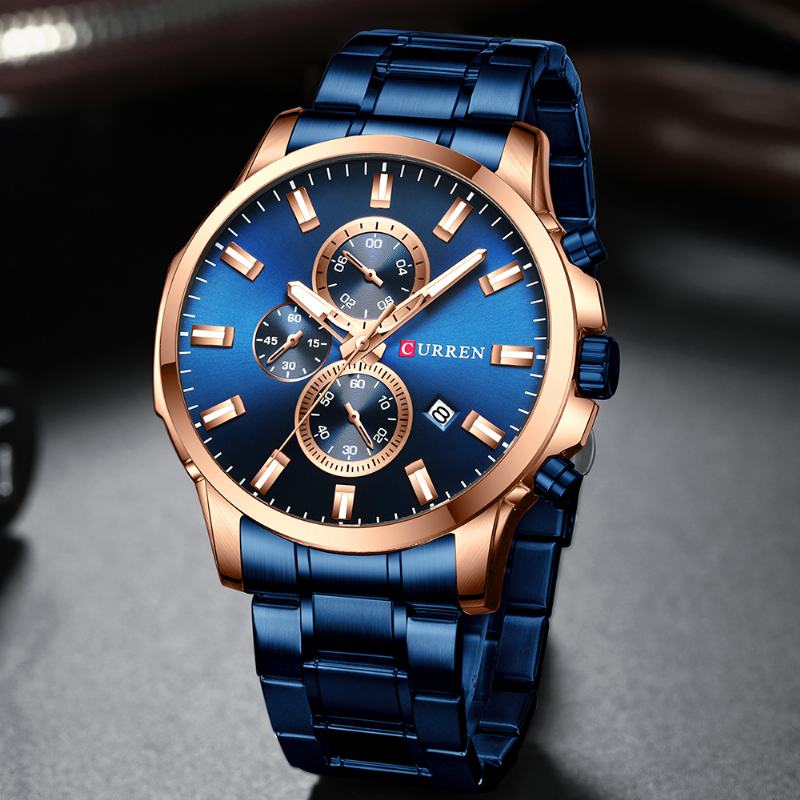 Pełny Stalowy Pasek Do Zegarka Zegarek Kwarcowy Luminous Display Biznesowy Zegarek Dla Mężczyzn