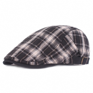 Plaid Beret Damski Letni Cienki Oddychający Kapelusz Przeciwsłoneczny Młodzieżowy Kapelusz Przeciwsłoneczny Podróżny Kapelusz Z Kaczkim Językiem Modny Męski Kapelusz