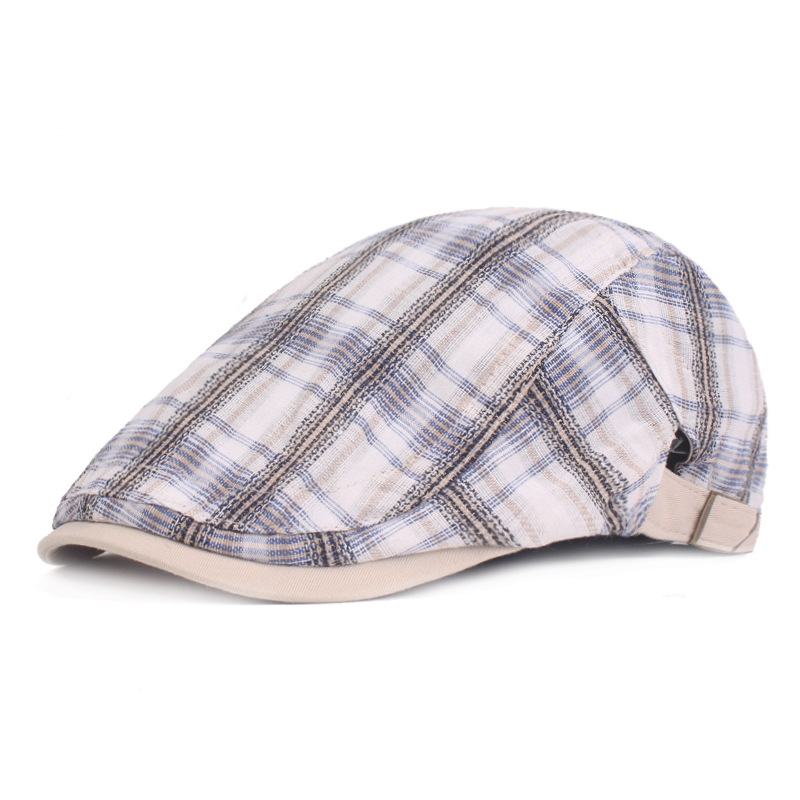 Plaid Beret Damski Letni Cienki Oddychający Kapelusz Przeciwsłoneczny Młodzieżowy Kapelusz Przeciwsłoneczny Podróżny Kapelusz Z Kaczkim Językiem Modny Męski Kapelusz