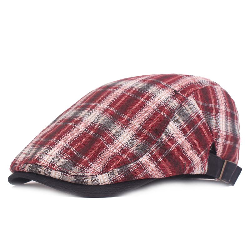 Plaid Beret Damski Letni Cienki Oddychający Kapelusz Przeciwsłoneczny Młodzieżowy Kapelusz Przeciwsłoneczny Podróżny Kapelusz Z Kaczkim Językiem Modny Męski Kapelusz