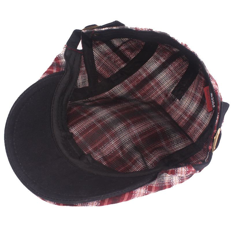 Plaid Beret Damski Letni Cienki Oddychający Kapelusz Przeciwsłoneczny Młodzieżowy Kapelusz Przeciwsłoneczny Podróżny Kapelusz Z Kaczkim Językiem Modny Męski Kapelusz