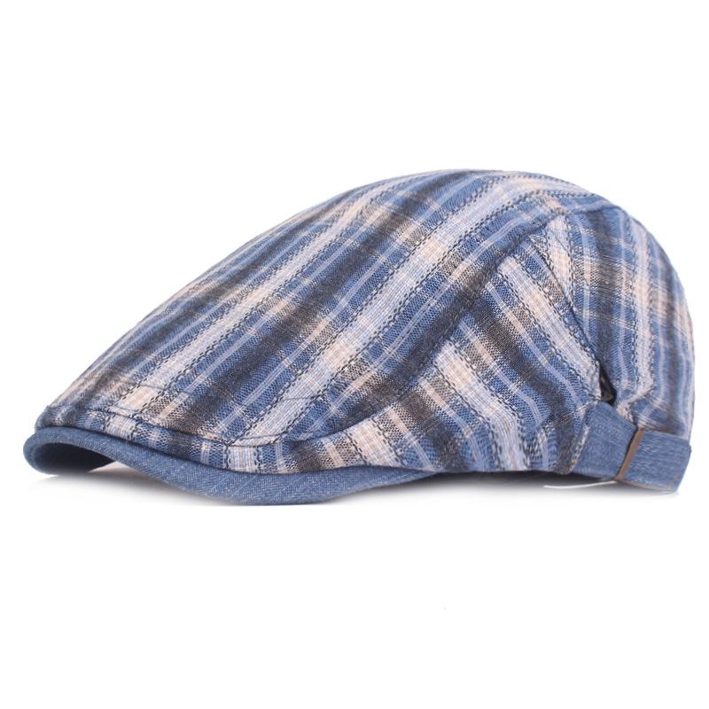 Plaid Beret Damski Letni Cienki Oddychający Kapelusz Przeciwsłoneczny Młodzieżowy Kapelusz Przeciwsłoneczny Podróżny Kapelusz Z Kaczkim Językiem Modny Męski Kapelusz