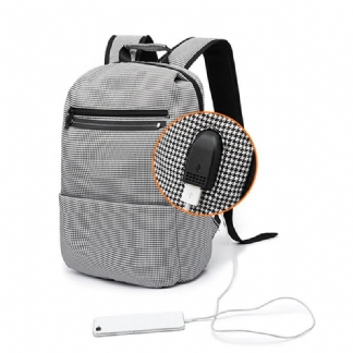 Plecak Na Co Dzień Na Komputer Z Ładowaniem Usb Oxford Plaid Backpack