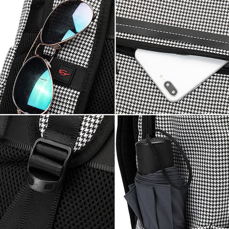 Plecak Na Co Dzień Na Komputer Z Ładowaniem Usb Oxford Plaid Backpack