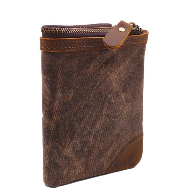 Płócienny Portfel W Stylu Vintage Bifold Z 8 Gniazdami Na Monety Dla Mężczyzn