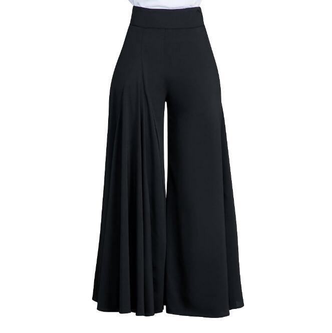 Plus Damskie Office Loose Stretch High Waist Szerokie Nogawki Długie Spodnie Palazzo Trouser