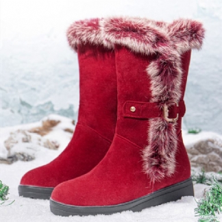 Plus Size Damskie Winter Pluszowa Podszewka Klamra Decor Zwiększona Pięta Snow Boots