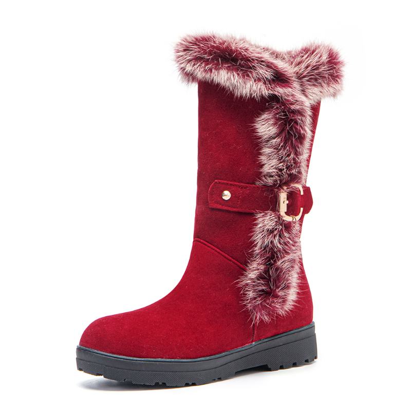 Plus Size Damskie Winter Pluszowa Podszewka Klamra Decor Zwiększona Pięta Snow Boots