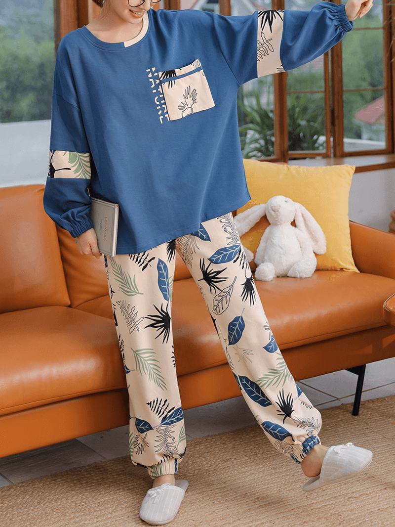 Plus Size Kobiety Cartoon Animal Drukowanie Plaid Pants Home Casual Zestawy Piżam