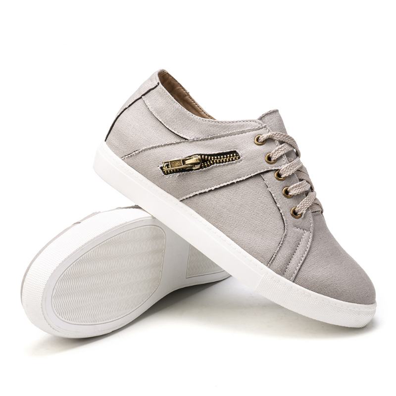 Plus Size Kobiety Retro Zipper Decor Canvas Lace Up Flat Casual Shoes