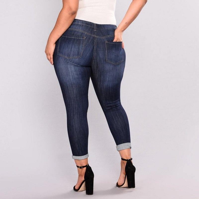 Plus Size Wysokie Elastyczne Dżinsy Z Dziurami Damskie True Denim Skinny Jeans W Trudnej Sytuacji Jeansy Dla Kobiet Spodnie Ołówkowe