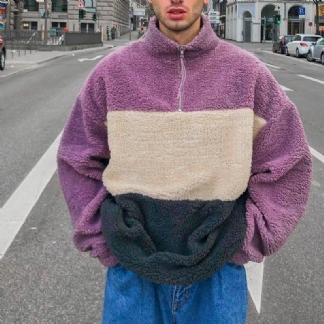 Pluszowy Sweter Ze Stójką Granular Fleece Casual Jacket Męskie