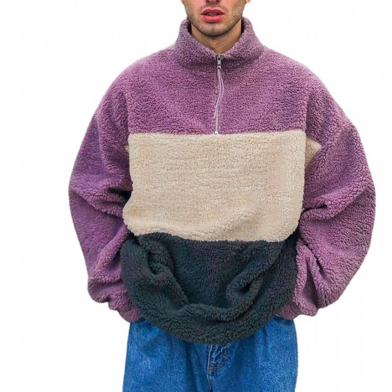 Pluszowy Sweter Ze Stójką Granular Fleece Casual Jacket Męskie