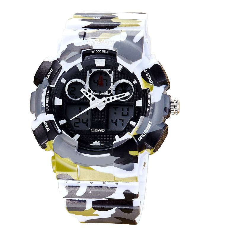 Podwójny Wyświetlacz Cyfrowy Zegarek Mężczyźni Podświetlenie Stoper Alarm Wodoodporny Zegarek Sportowy