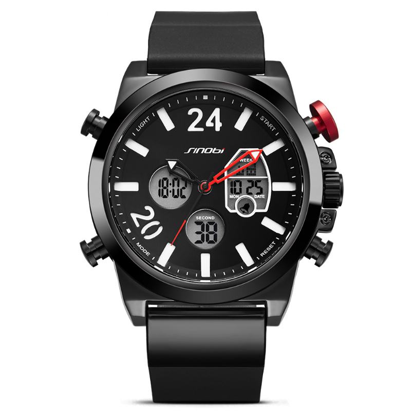 Podwójny Wyświetlacz Cyfrowy Zegarek Męski Chronograf Alarm Luminous Display Moda Sport Watch