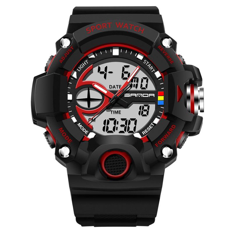 Podwójny Wyświetlacz Wielofunkcyjny Sportowy Stoper Outdoor Moda Męskie Digital Watch
