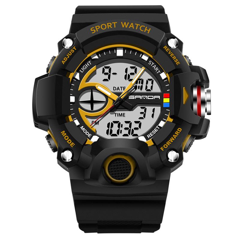 Podwójny Wyświetlacz Wielofunkcyjny Sportowy Stoper Outdoor Moda Męskie Digital Watch