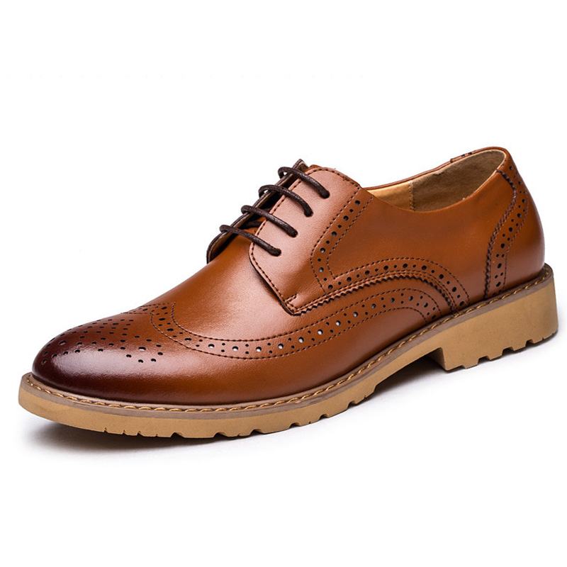 Prawdziwa Skóra Brogue Rzeźbione Business Casual Oksfordzie