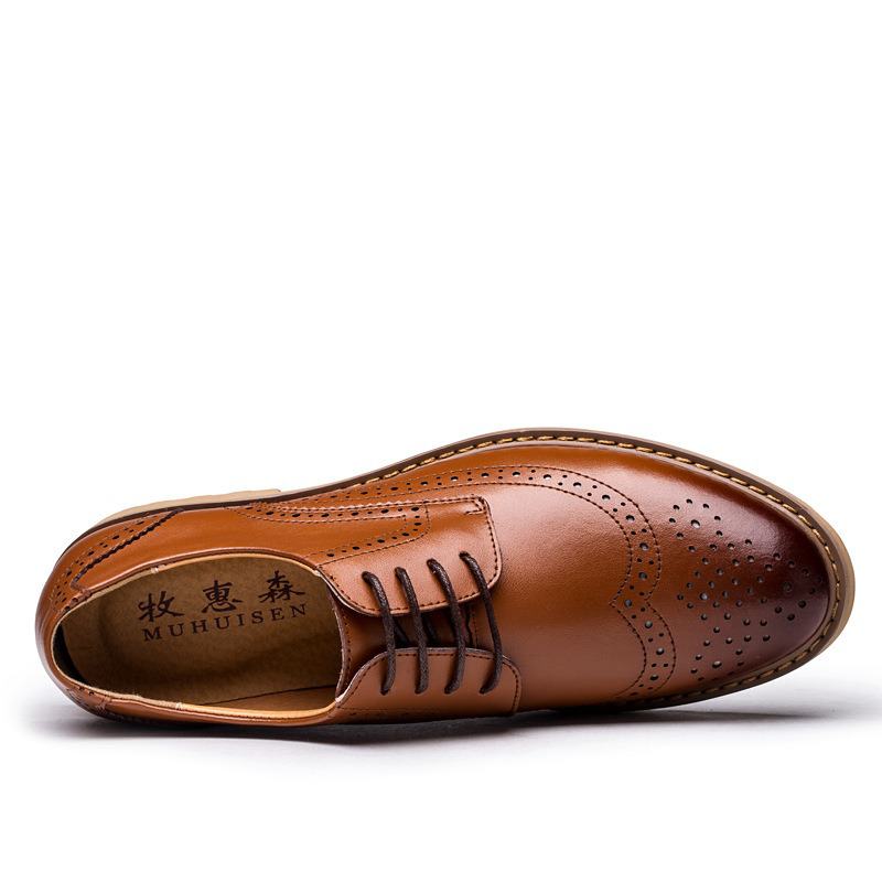 Prawdziwa Skóra Brogue Rzeźbione Business Casual Oksfordzie