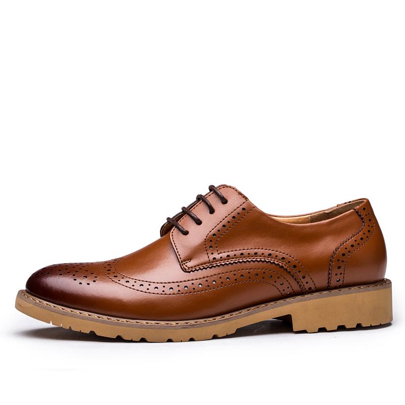 Prawdziwa Skóra Brogue Rzeźbione Business Casual Oksfordzie