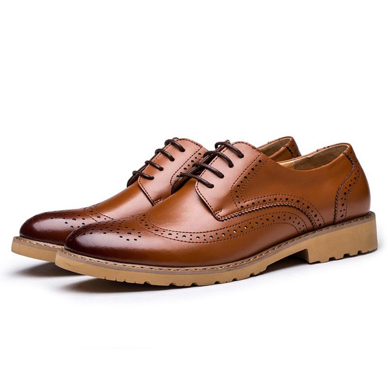 Prawdziwa Skóra Brogue Rzeźbione Business Casual Oksfordzie