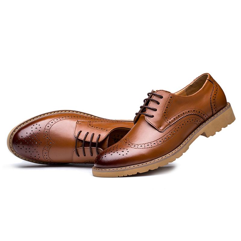 Prawdziwa Skóra Brogue Rzeźbione Business Casual Oksfordzie