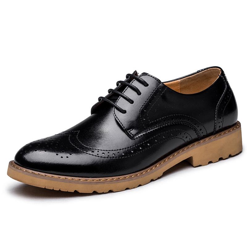 Prawdziwa Skóra Brogue Rzeźbione Business Casual Oksfordzie