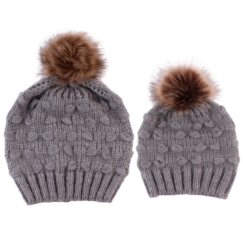 Producenci CZapek Z Dzianiny Dla Rodziców I Dzieci Spot Butterfly Fur Ball Warm Hat