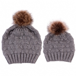 Producenci CZapek Z Dzianiny Dla Rodziców I Dzieci Spot Butterfly Fur Ball Warm Hat