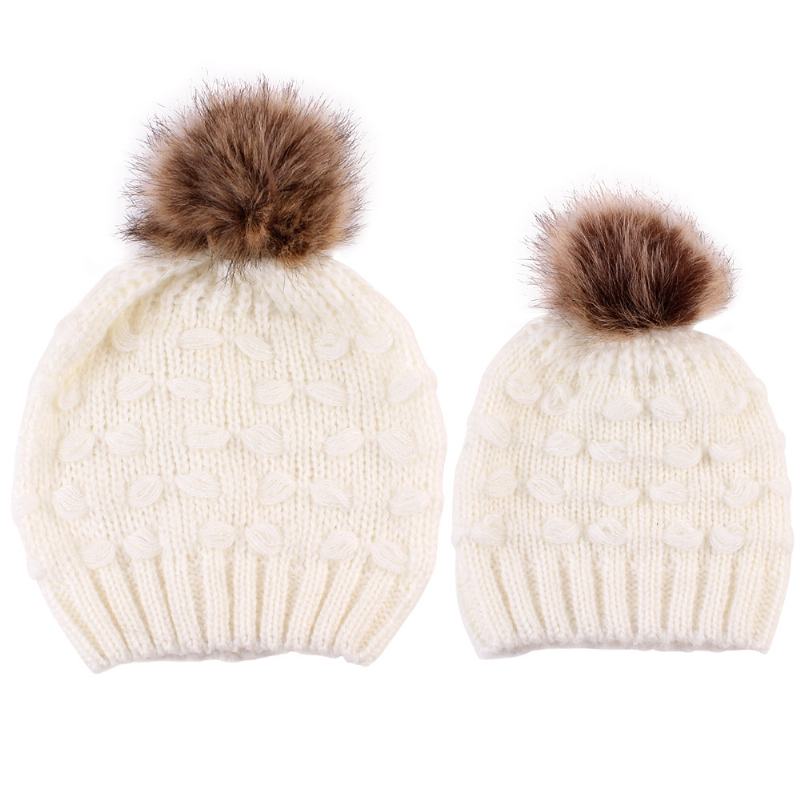 Producenci CZapek Z Dzianiny Dla Rodziców I Dzieci Spot Butterfly Fur Ball Warm Hat