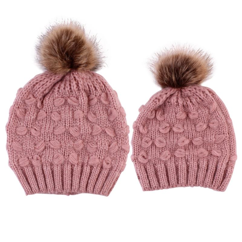 Producenci CZapek Z Dzianiny Dla Rodziców I Dzieci Spot Butterfly Fur Ball Warm Hat