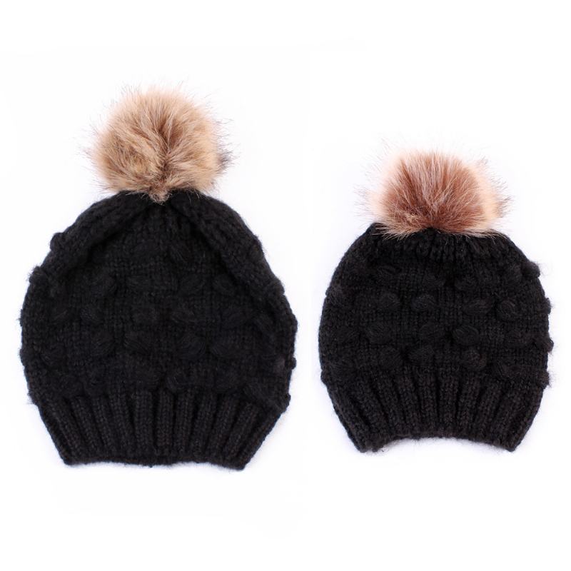 Producenci CZapek Z Dzianiny Dla Rodziców I Dzieci Spot Butterfly Fur Ball Warm Hat