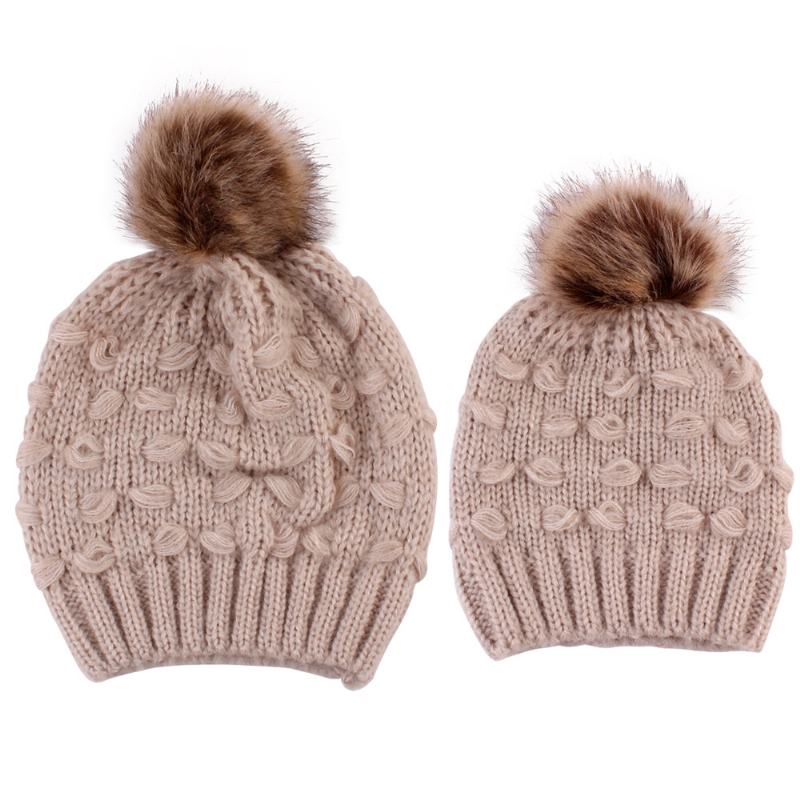 Producenci CZapek Z Dzianiny Dla Rodziców I Dzieci Spot Butterfly Fur Ball Warm Hat