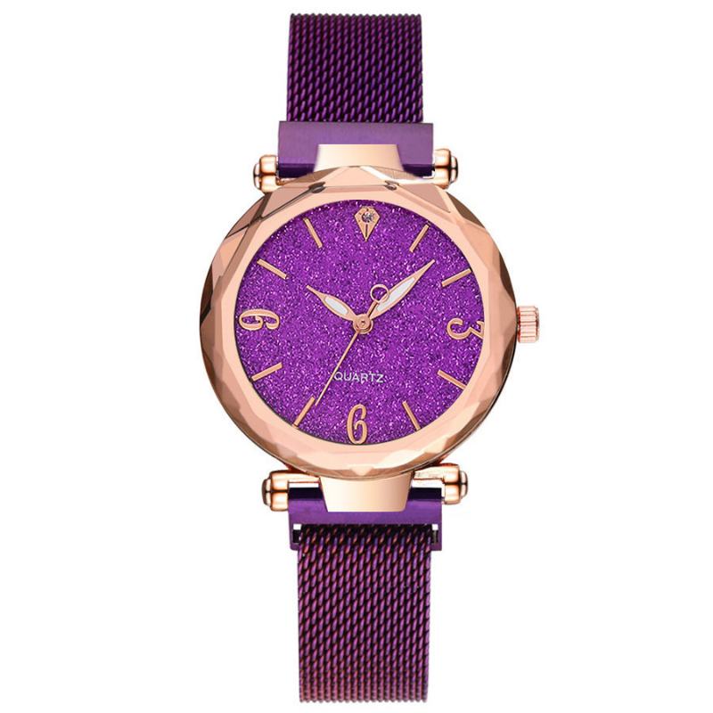 Prosta Konstrukcja Milanese Mesh Steel Star Decoration Moda Damskie Watch Zegarek Kwarcowy