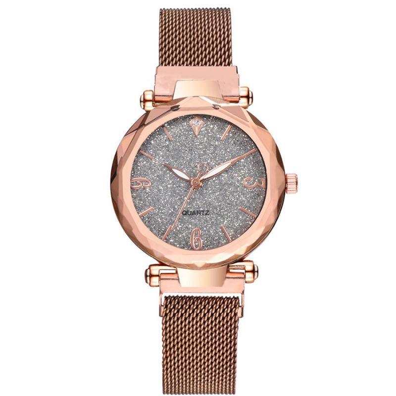 Prosta Konstrukcja Milanese Mesh Steel Star Decoration Moda Damskie Watch Zegarek Kwarcowy