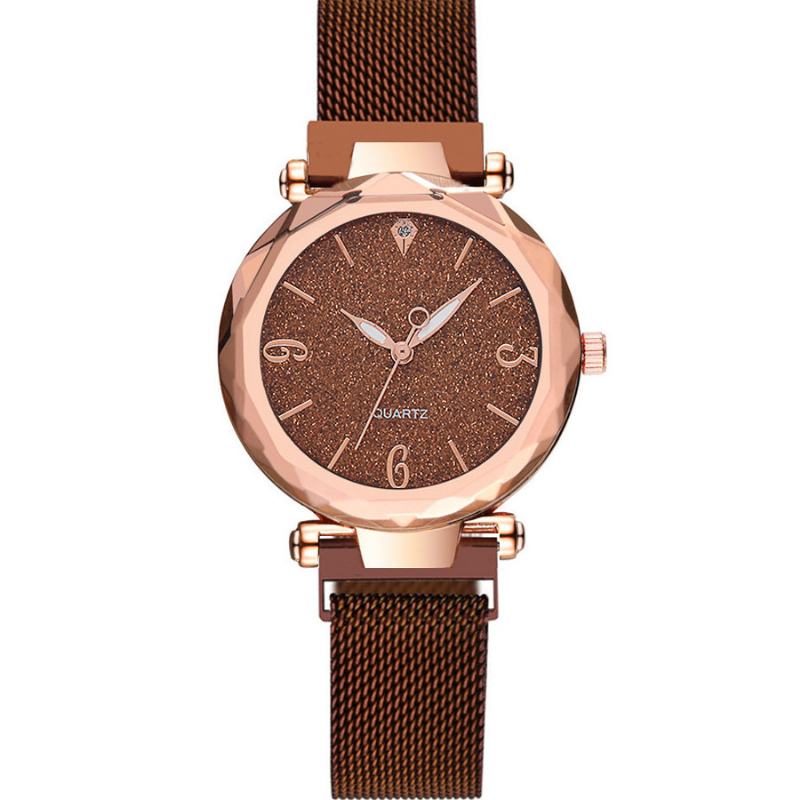 Prosta Konstrukcja Milanese Mesh Steel Star Decoration Moda Damskie Watch Zegarek Kwarcowy