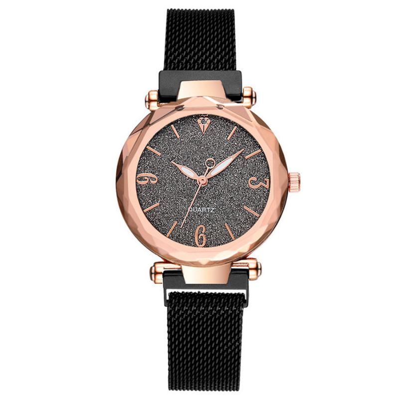 Prosta Konstrukcja Milanese Mesh Steel Star Decoration Moda Damskie Watch Zegarek Kwarcowy