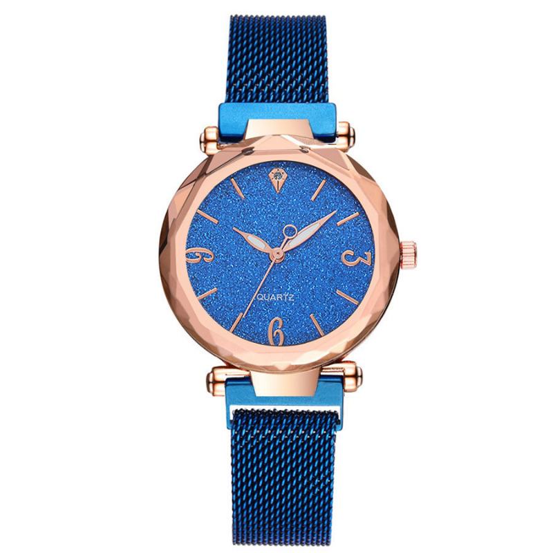 Prosta Konstrukcja Milanese Mesh Steel Star Decoration Moda Damskie Watch Zegarek Kwarcowy