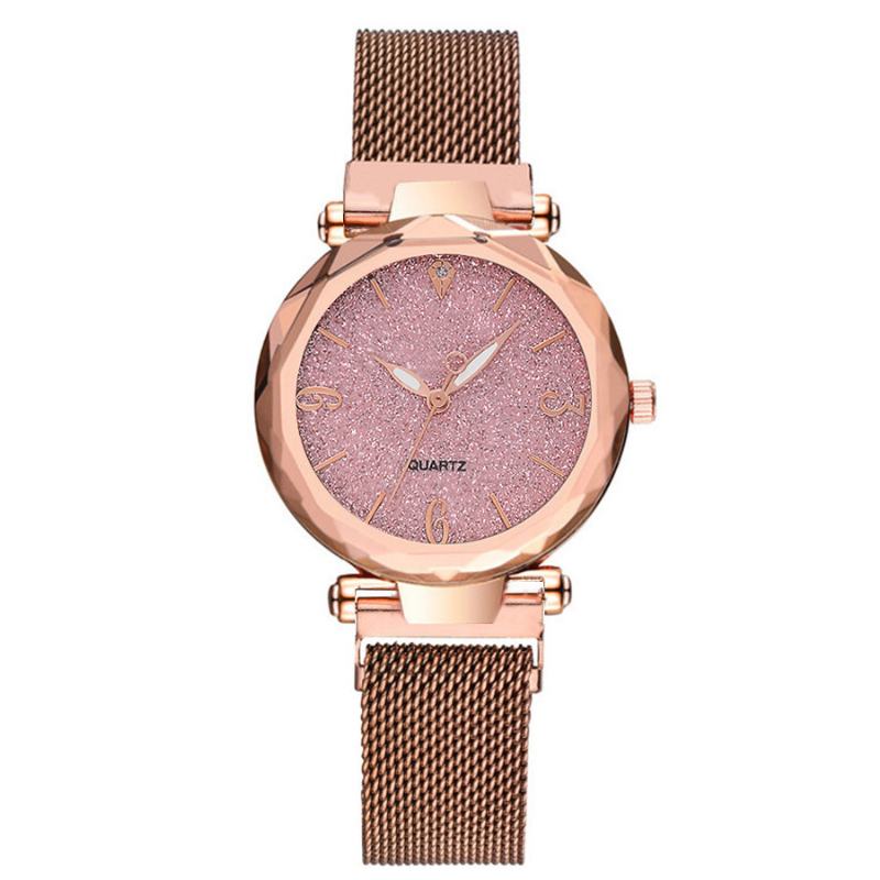 Prosta Konstrukcja Milanese Mesh Steel Star Decoration Moda Damskie Watch Zegarek Kwarcowy