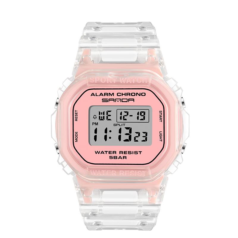 Przezroczysty Pasek Świeży Kolor Moda Luminous Display Stoper Coupole Digital Watch