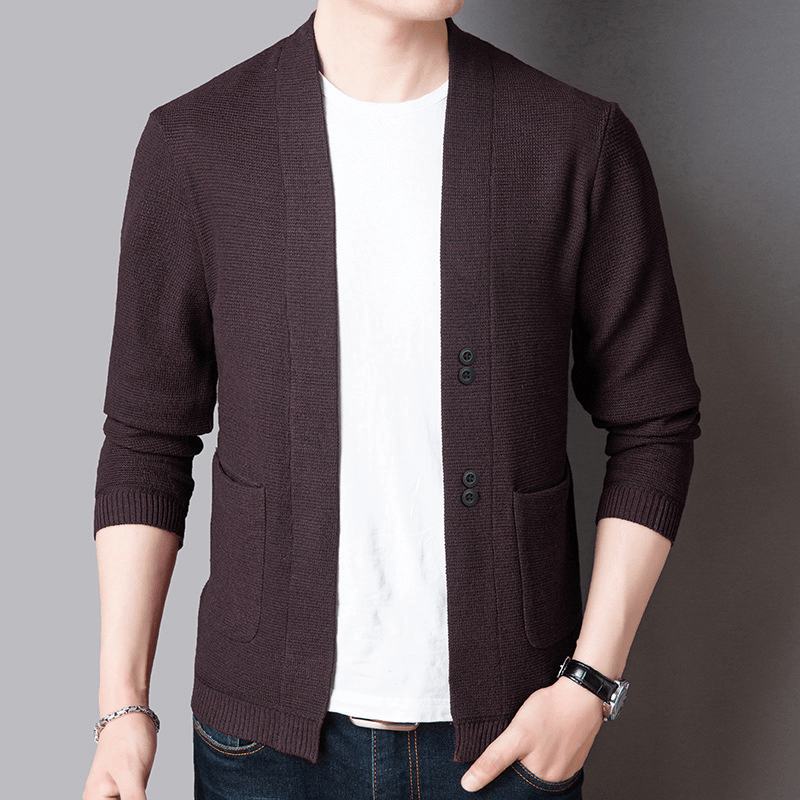 Pure Color Sweter Jacket Męska Jesienna Cienka Sekcja