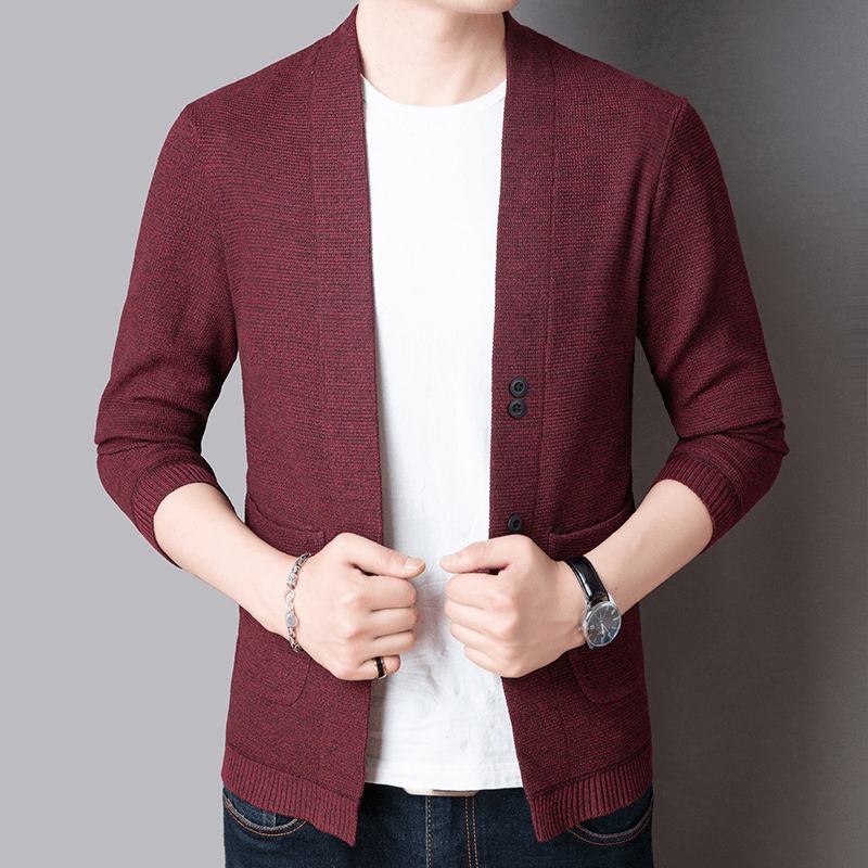 Pure Color Sweter Jacket Męska Jesienna Cienka Sekcja