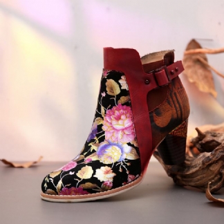 Retro Bloomed Flower Połącz Z Nowoczesnym Stylem Litera Eleganckie Unikalne Buty Na Wysokim Obcasie