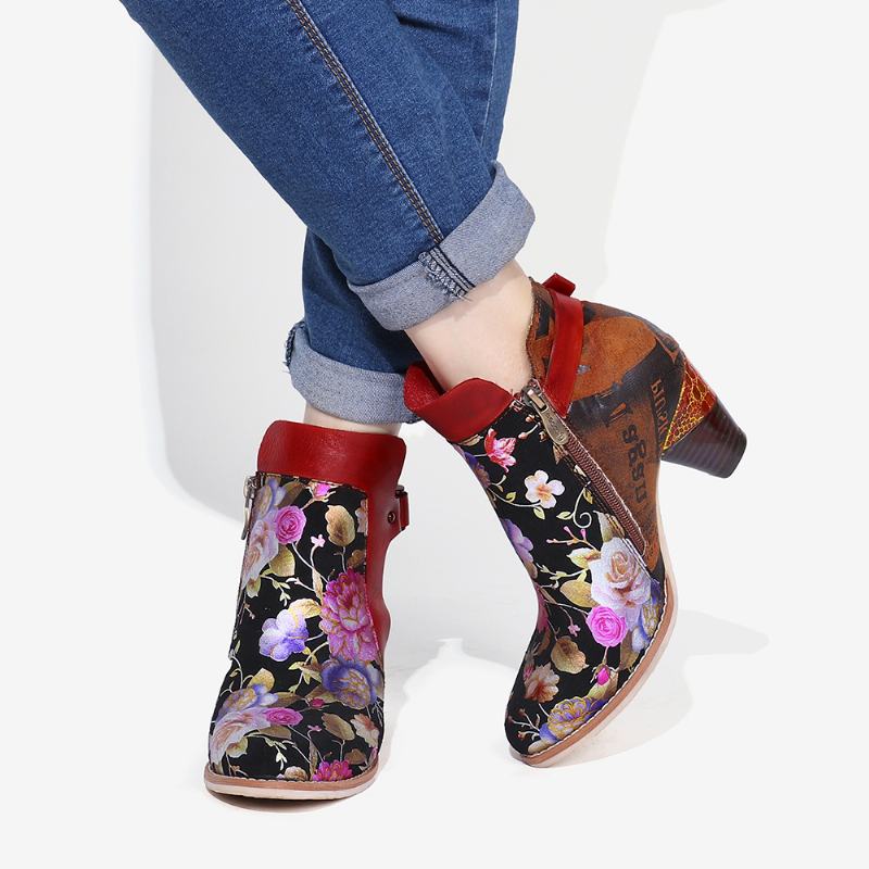 Retro Bloomed Flower Połącz Z Nowoczesnym Stylem Litera Eleganckie Unikalne Buty Na Wysokim Obcasie