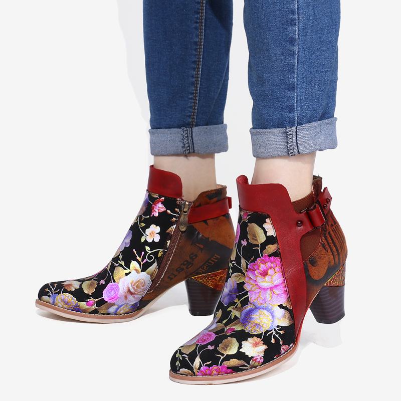 Retro Bloomed Flower Połącz Z Nowoczesnym Stylem Litera Eleganckie Unikalne Buty Na Wysokim Obcasie