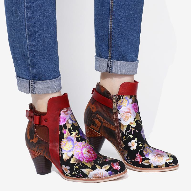 Retro Bloomed Flower Połącz Z Nowoczesnym Stylem Litera Eleganckie Unikalne Buty Na Wysokim Obcasie